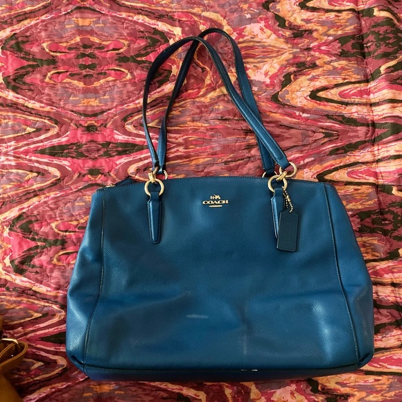 Coach Handbags - Coach Crossgrain Christie Leather Blue Originally $444